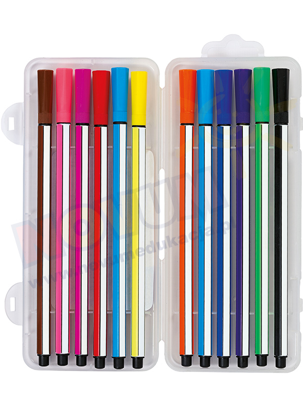 Novum Flamastry heksagonalne w plastikowym pudełku - 12 kolorów