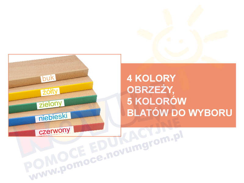 Novum Stół kolorowy trapezowy pastel - żółty