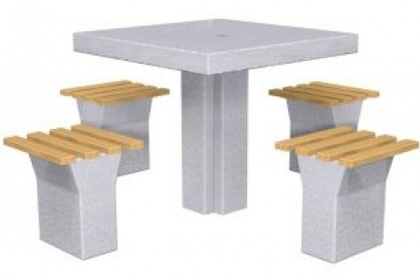 Inter Play Stolik betonowy 4-osobowy, siedziska bez oparć (MR4110)