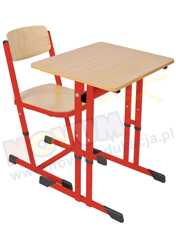 Novum Stolik pojedynczy regulowany typu C wysokość od 53 do 64 cm - czerwony