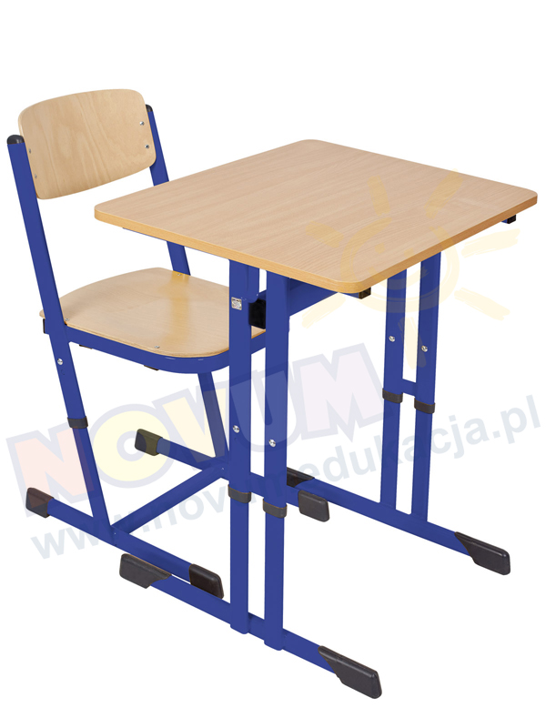 Novum Stolik pojedynczy regulowany typu C wysokość od 53 do 64 cm - niebieski