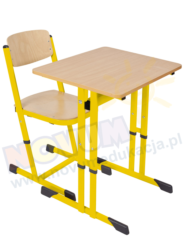 Novum Stolik pojedynczy regulowany typu C wysokość od 53 do 64 cm - żółty