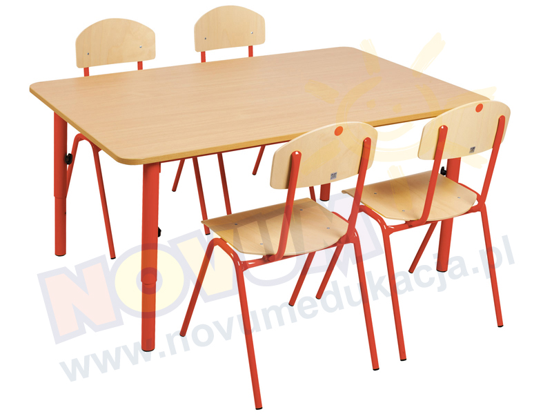 Novum Stolik przedszkolny regulowany 40-59 cm. Novum - czerwony