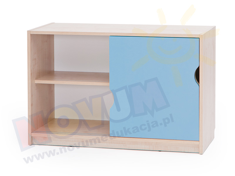 Novum Szafka Feria z przesuwnymi drzwiami mała, wanilia-niebieski pastel