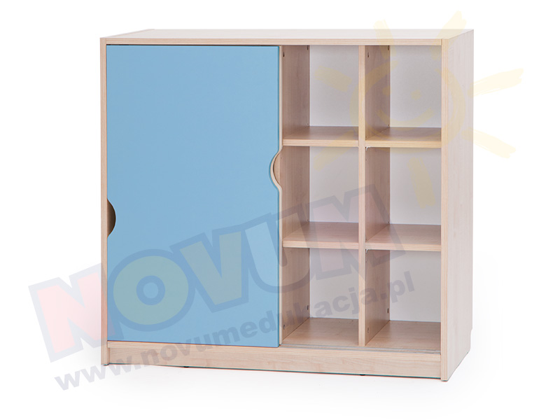 Novum Szafka Feria z przesuwnymi drzwiami średnia, wanilia-niebieski pastel