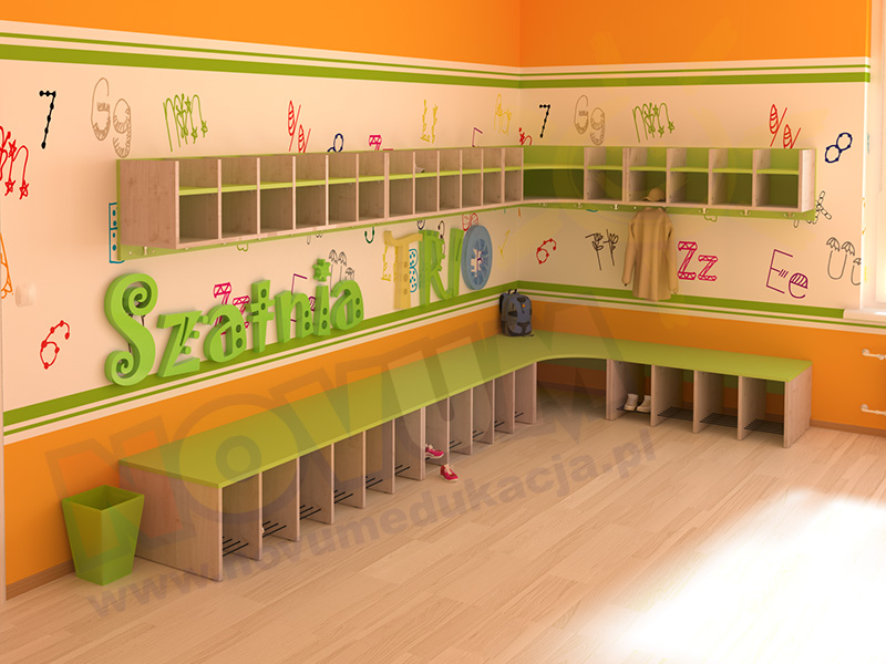 Novum Szatnia TRIO 4 siedzisko niebieskie